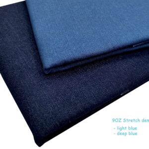 9OZ Stretch Denim Premium Cotton Blend Fabric by The Yard DIY for Sewing Crafting (Dark Blue 2yds)