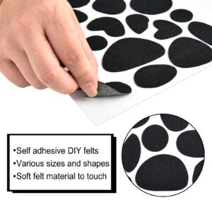 Coopay 12 Sheets Black Adhesive Felt Circles Felt Pads Spotty Dog Style 288 Pieces Irregular Shape Dots Felt for Halloween DIY Sewing Projects Costume