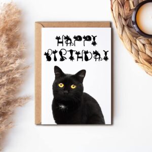 Greeting Card Cat Happy Birthday Card With Cats - Black Cat Birthday Card - Funny Cards - Cat Lovers - Cute Cat Birthday Card - Funny Cat Cards