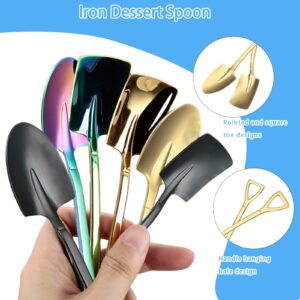 6 Pack Stainless Ice Cream Spoons, Shovel Spoons, Watermelon Spoon Reusable Small Spoon for Tea Dessert Home Kitchen Party Restaurant Party Supplies (Colored)