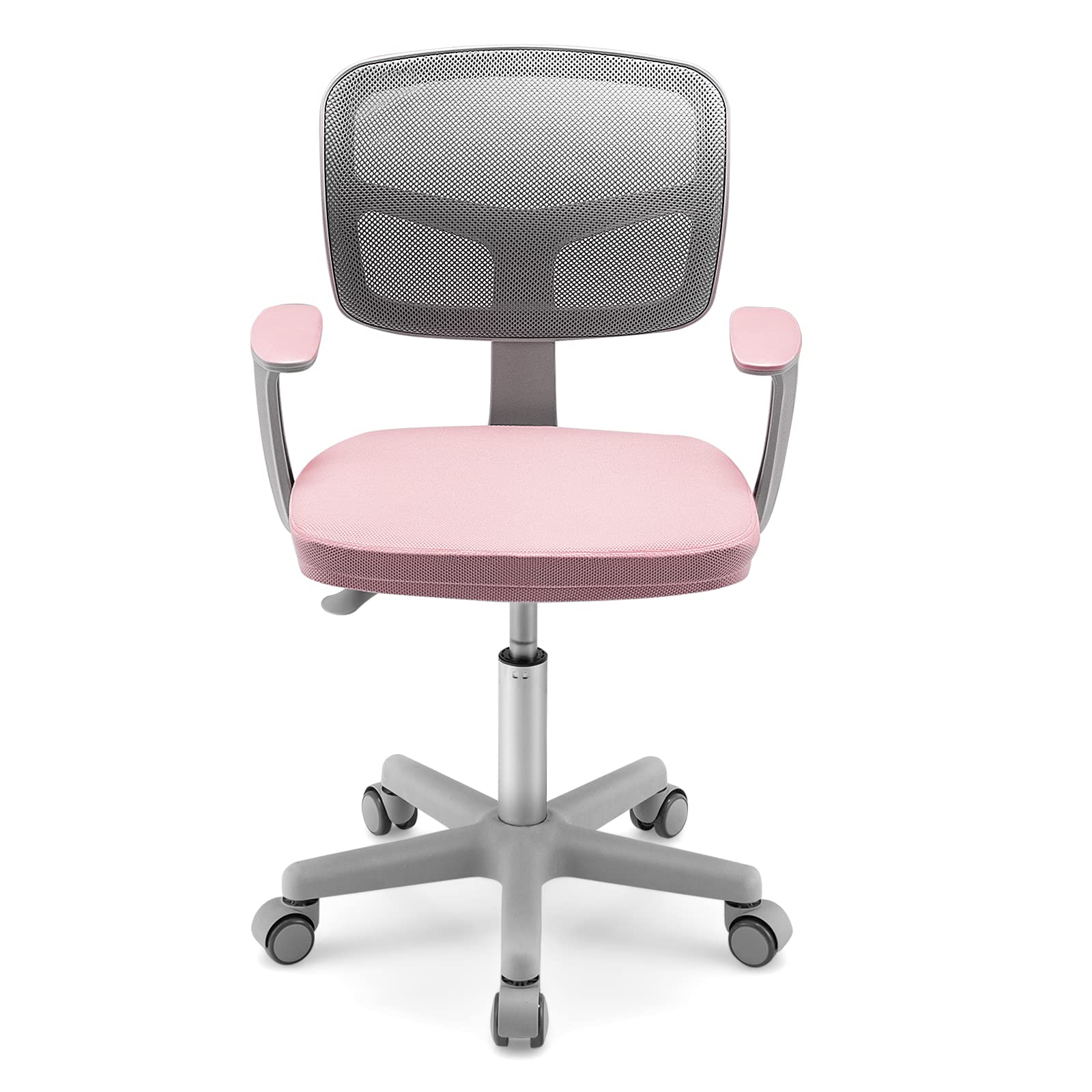 GLACER Kids Desk Chair with Arms, 330 LBS Adjustable Mesh Study Chair with Wheels for Girls Boys, Swivel Computer Task Chair with Lumbar Support, Teen Office Chair for Home, School, Bedroom (Pink)