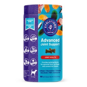 evolutions by naturvet advanced joint support 90ct soft chews for dogs - anchovy oil, bone broth, collagen, glucosamine, turmeric, msm - helps support synovial fluid, cartilage, connective tissues