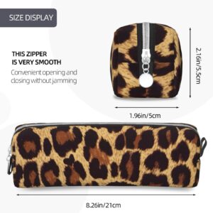 Ykklima Leather Pencil Case - Cool Cheetah Leopard, Stationery Bag Pen Organizer Makeup Cosmetic Holder Pouch for School Work Office College