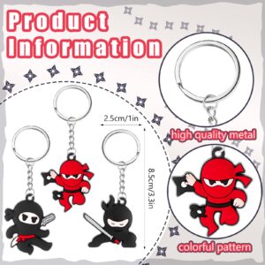 Taiyin 30 Pack Ninja Party Favors Ninja Keychains Ninja Warrior Party Favors Karate Samurai Stars Warrior Key Ring for Birthday Party Supplies Kids Baby Shower