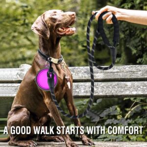 COOYOO 2 Pack Dog Leash 6 FT Heavy Duty - Comfortable Padded Handle - Reflective Dog Leash for Medium Large Dogs with Collapsible Pet Bowl Set 3-Black+Purple