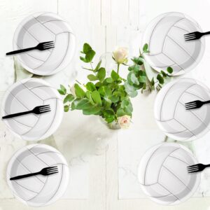 Wiooffen 24pcs Volleyball Party Supplies Paper Plates Set Disposable Tableware Pack Volleyball Party Dessert Plates Sports Birthday Baby Showers Holidays Decorations, 7"