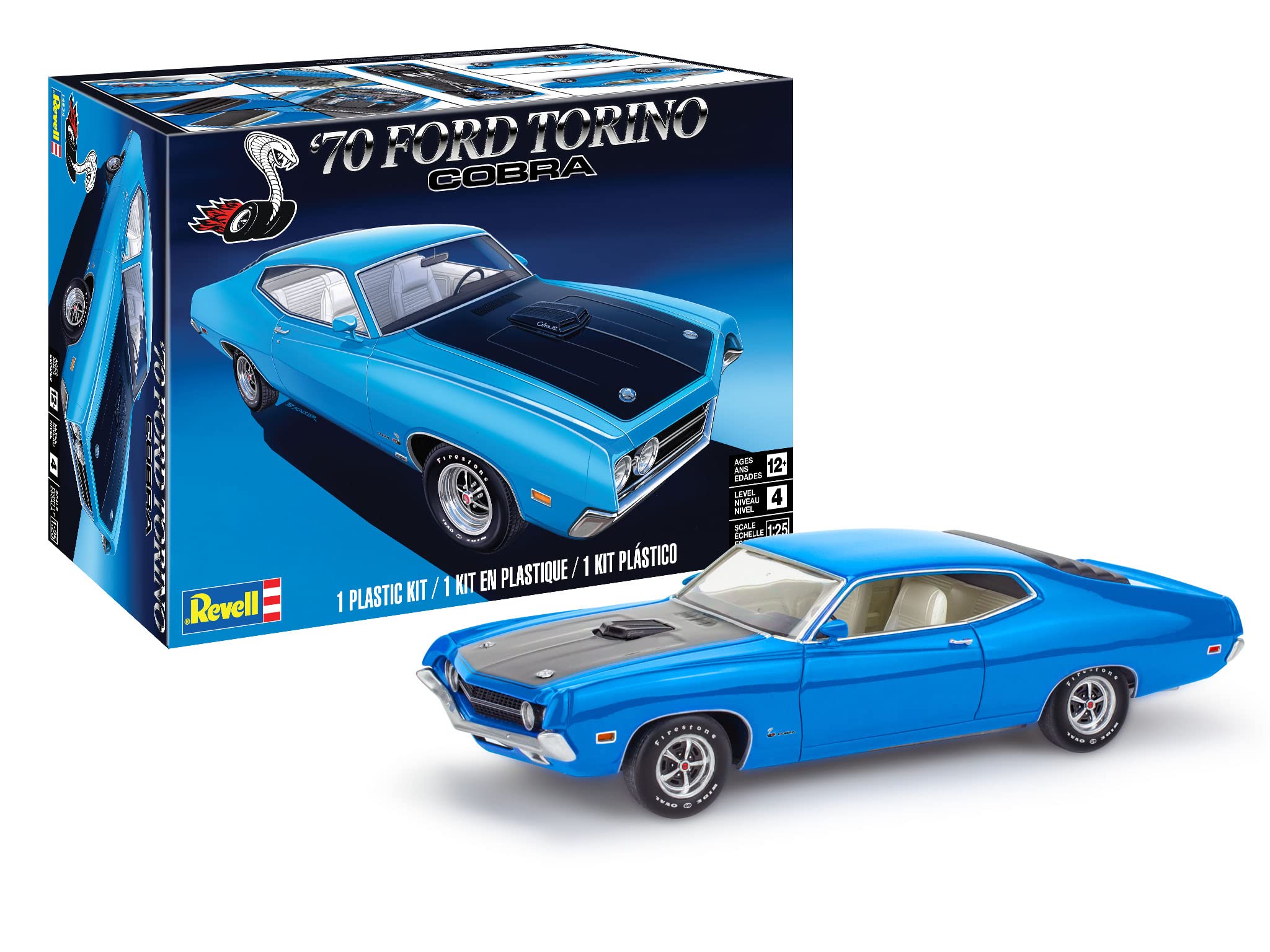 Revell 14534 1970 Ford Torino Cobra 1:25 Scale 128-Piece Skill Level 4 Model Car Building Kit