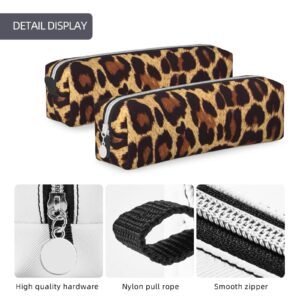 Ykklima Leather Pencil Case - Cool Cheetah Leopard, Stationery Bag Pen Organizer Makeup Cosmetic Holder Pouch for School Work Office College