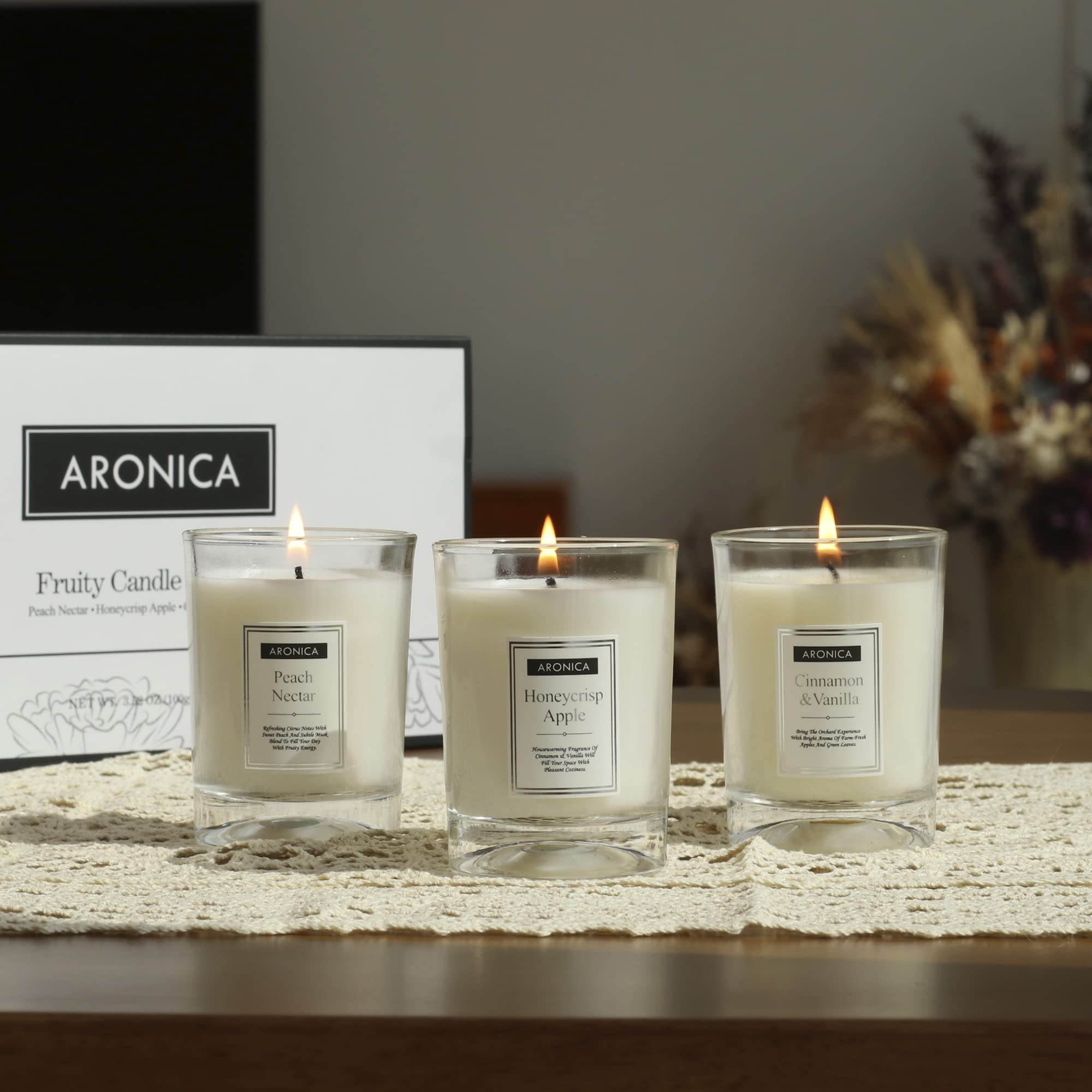 Aronica Fruity Candle Gift Set for Women, Scented Advent Candles, Christmas Gifts for Coworkers, Office Staff Secret Santa, Soy Candles for Couple Xmas, Holiday Hostess Gift, Small Simple Party Gift