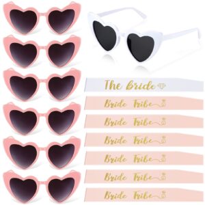 14 pack bachelorette party sashes and retro heart sunglasses bride bridesmaid sash bachelorette sunglasses bachelorette sash bachelorette party accessories for bridal shower wedding decorations