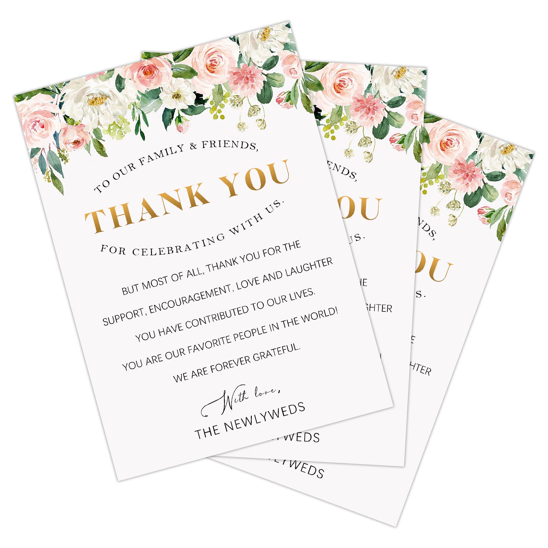 POWER UNICO FLOWER 50 Thank You Table Cards for Wedding, Floral Design Thank You Place Setting, Table Place Cards for Wedding, Dinner, Parties, Rehearsals, Event and Celebrations,5"x7" (5x7in, 621)