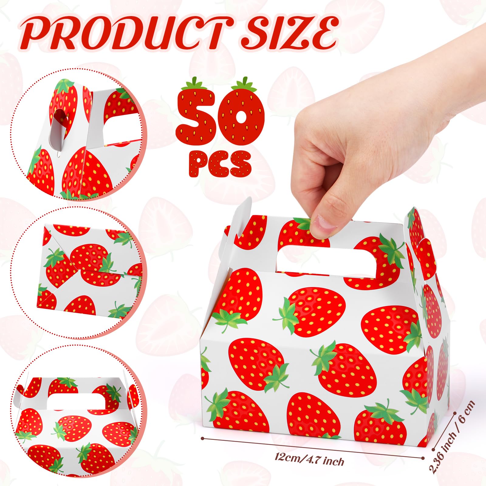 Fumete Strawberry Birthday Party Decorations Treat Boxes Strawberry Birthday Favor Decorations Fruit Themed Party Supplies for Birthday Baby Shower Party, 4.7 x 2.4 x 5.1 Inch(22 Pcs)