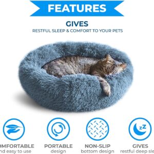 Whiskers & Friends Cat Bed, Cat Beds for Indoor Cats Washable, Small Dog Bed Calming Pet Bed, Cat Beds & Furniture, Large Cat Bed, Kitty Kitten Bed