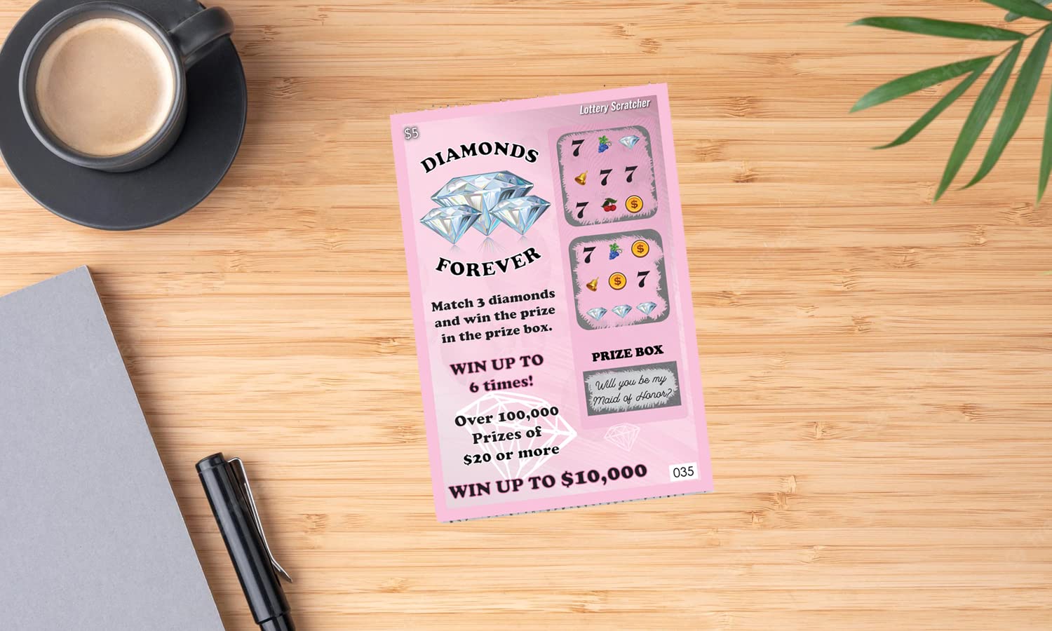 My Scratch Offs 1 Card Will You Be My Maid of Honor? Fake Lottery Lotto Replica Scratch Off Card for Wedding Party and Bridal Shower