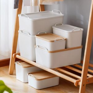 ANMINY 5PCS Plastic Storage Bins Containers with Lids, Large White Storage Organization Bins Boxes, Lidded Plastic Storage Baskets for Closet Shelves Drawers Desktop Home Office - 2 Medium 3 Small