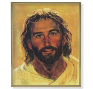 hooks: head of christ picture, 13-1/2"x16-9/16 lightweight with clear lamination, italian print on woodboard