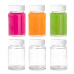 crutello juice shot bottle - 6 pack glass 2 oz small clear glass beverage bottle, storage container for juice, shots, liquids, leak proof