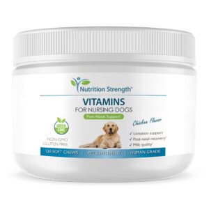 nutrition strength vitamins for nursing dogs to support lactation and post-natal recovery, promote milk quality and healthy puppies with calcium, phosphorus, magnesium and zinc, 120 soft chews