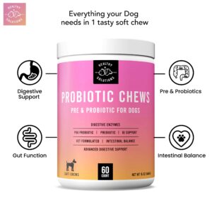 Probiotics for Dogs & Dog Multivitamin Bundle - 60 Soft Chews Each - Dog Probiotics and Digestive Enzymes with All-in-One Vitamins for Dogs - Vet Strength Pet Supplement - Made in USA