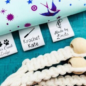 Design Your Own - Non-Fraying Quality Custom Printed Satin Fabric Labels Jennifer's Jewels Brand Made in USA Sew On for Branding, Crafts, Clothing, Compliancy Needs, Knitting, Crocheting, Handmade