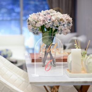 Chunful 20 Pack Clear Arch Acrylic Sign Acrylic Wedding Table Numbers with Stand Blank Arched Round Top Acrylic Table Numbers Holders DIY Acrylic Sheet for Wedding Reception Event Party Restaurant