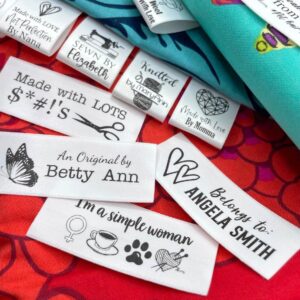 Design Your Own - Non-Fraying Quality Custom Printed Satin Fabric Labels Jennifer's Jewels Brand Made in USA Sew On for Branding, Crafts, Clothing, Compliancy Needs, Knitting, Crocheting, Handmade