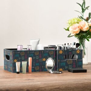 Theme for Music Lovers Storage Basket Felt Storage Bin Collapsible Toy Bins Decorative Baskets Organizer for Makeup Hair Supplies