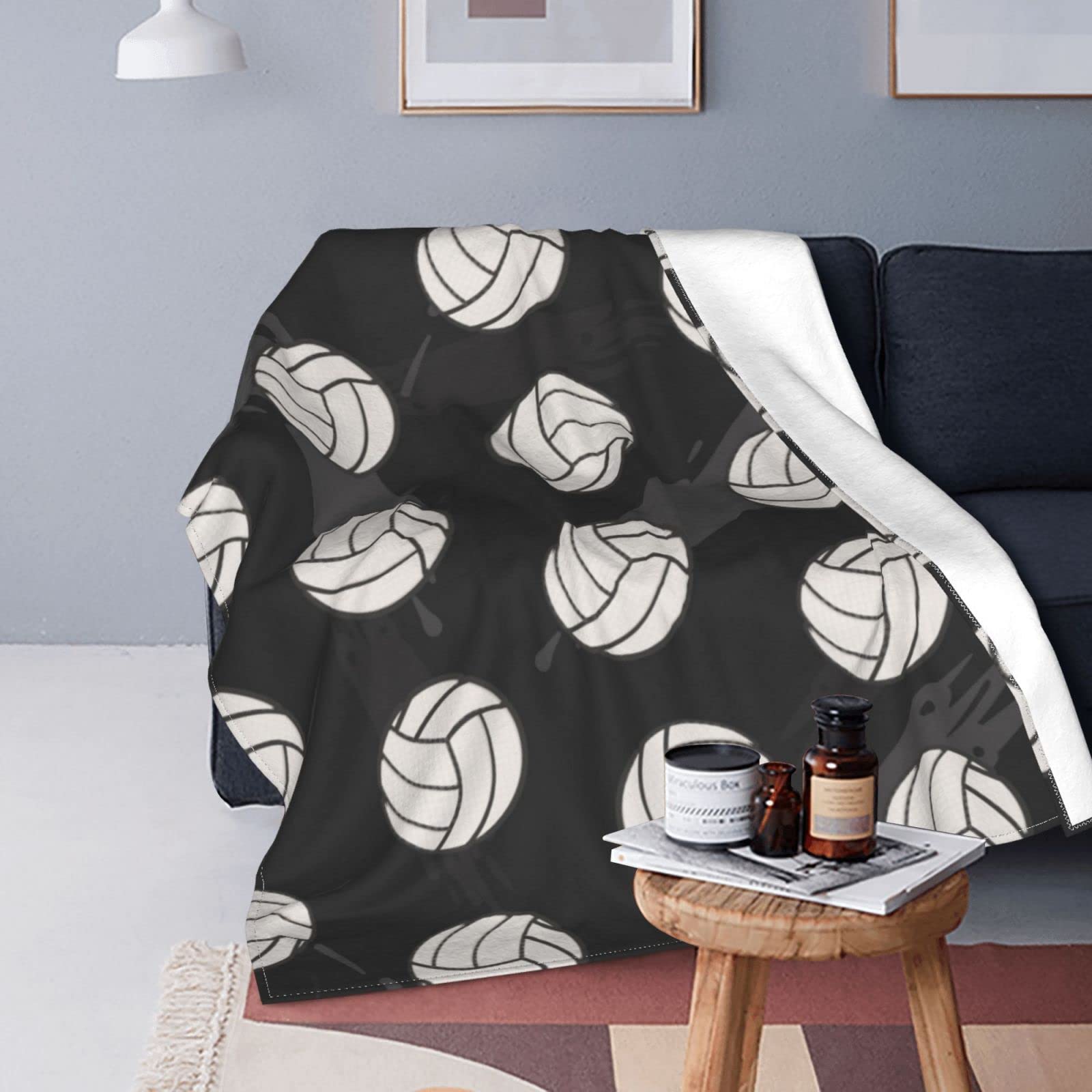 Volleyball Sport Throw Blanket Flannel Fleece Fuzzy Blankets Soft Warm Cozy for Bed Couch Sofa Living Room for Teens 60"x50"