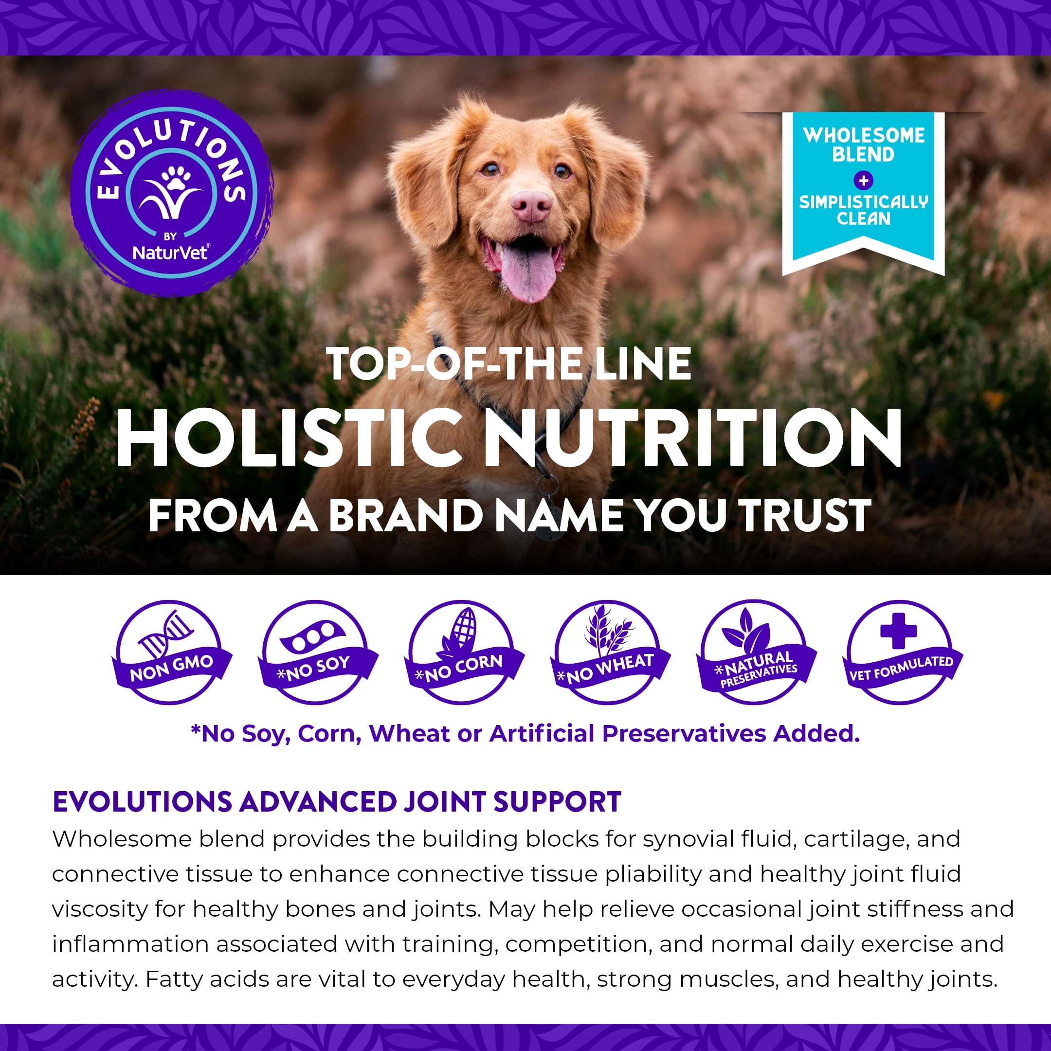 Evolutions by NaturVet Advanced Joint Support 90ct Soft Chews for Dogs - Anchovy Oil, Bone Broth, Collagen, Glucosamine, Turmeric, MSM - Helps Support Synovial Fluid, Cartilage, Connective Tissues