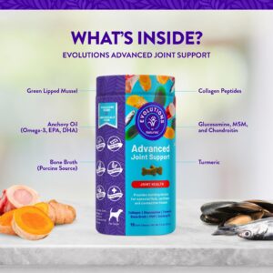 Evolutions by NaturVet Advanced Joint Support 90ct Soft Chews for Dogs - Anchovy Oil, Bone Broth, Collagen, Glucosamine, Turmeric, MSM - Helps Support Synovial Fluid, Cartilage, Connective Tissues