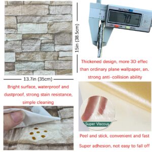 20PCS 3D Wall Panels Peel and Stick Foam 3D Brick Wallpaper Peel and Stick Faux Stone Wall Panel Self-Adhesive Wallpaper (20PCS, Rock Color)