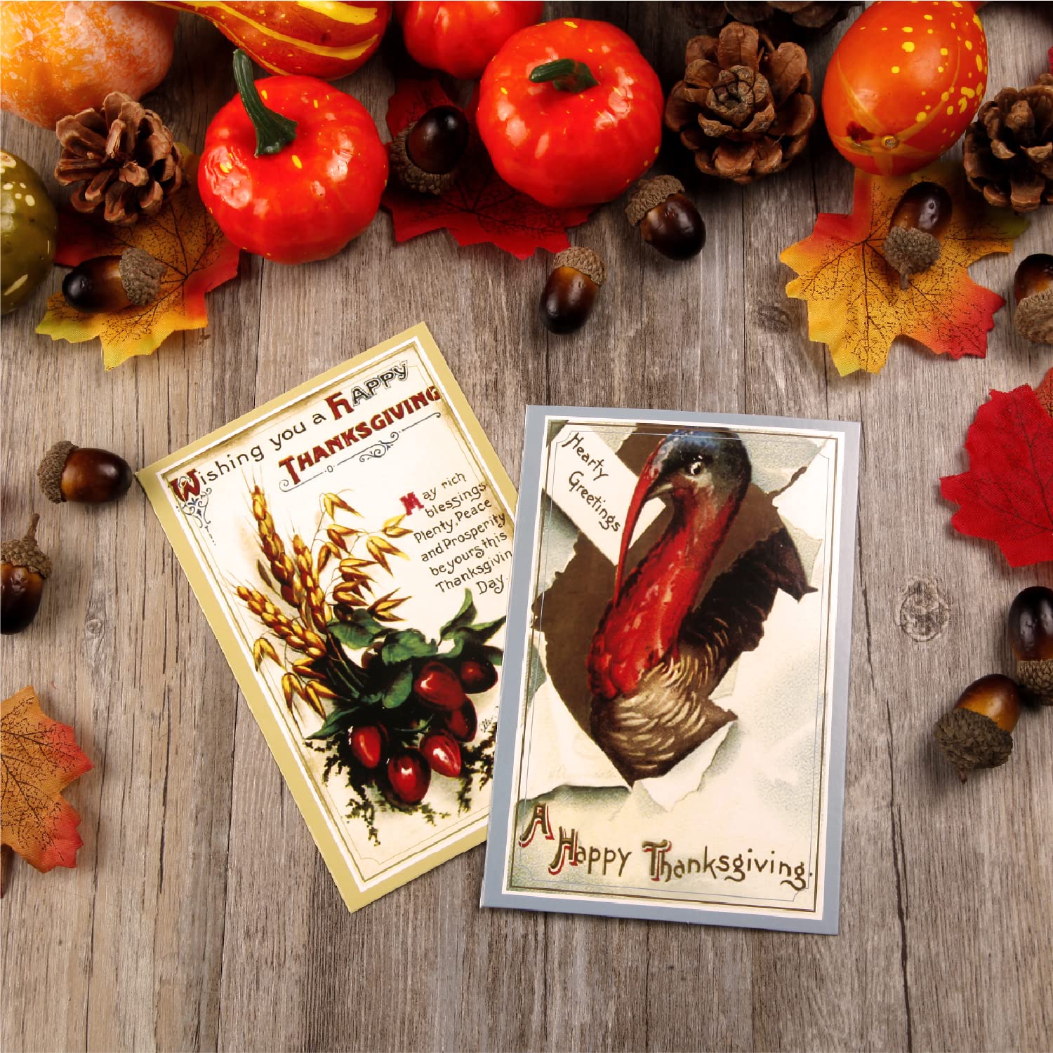 Thanksgiving Vintage Greeting Cards 24PCS Bulk Thanksgiving Cards Thanksgiving Cards for Family Thankful Cards with Envelopes for Fall Autumn Holiday Parties Celebrations Harvest Happy 4 x 6 inches