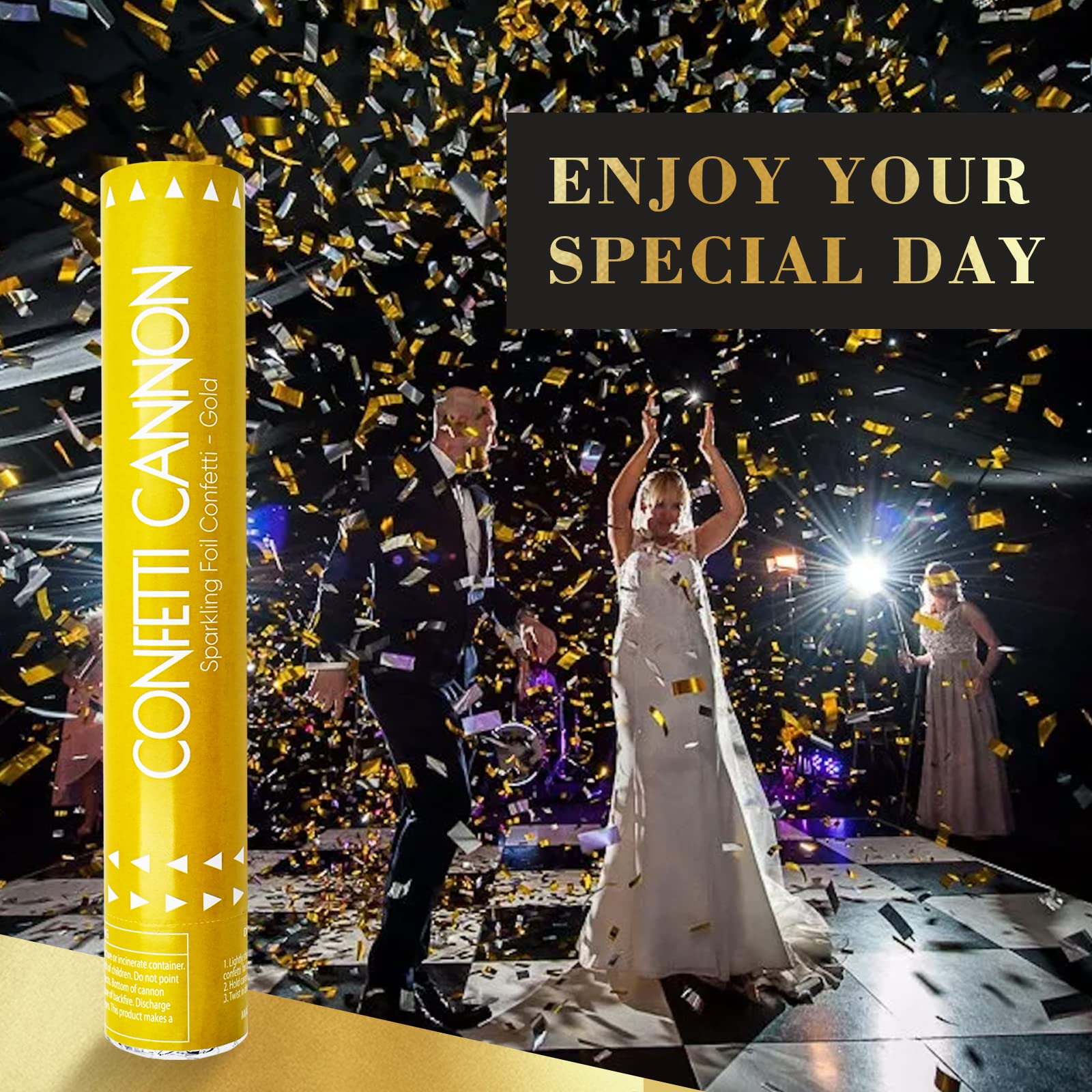 Confetti Cannon 12 Pack Gold Confetti Poppers 12 Inch Streamer Cannon Confetti Golden Party Poppers Confetti Shooters Confetti Popper Cannon Bulk for Wedding,Birthday,Graduation,New Year Celebration