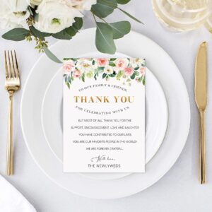 POWER UNICO FLOWER 50 Thank You Table Cards for Wedding, Floral Design Thank You Place Setting, Table Place Cards for Wedding, Dinner, Parties, Rehearsals, Event and Celebrations,5"x7" (5x7in, 621)