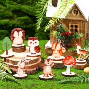 16 Pcs Woodland Animals Wood Table Centerpieces Forest Animals Cutout Shapes Creatures Table Topper for Woodland Camping Baby Shower Birthday Decorations Supplies