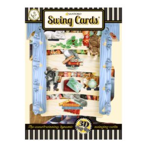 Santoro Swing Card, 3D Pop Up Greeting Card - Cats In The Library - For Her, For Mum, Cat Lover, Birthday, Mothers Day