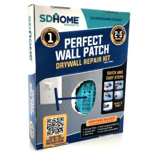 sdhome perfect wall patch drywall repair kit with compound, back plate, and putty knife - repairs large holes with ease