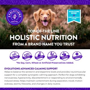 Evolutions by NaturVet Advanced Calming Support 90ct Soft Chews for Dogs - Ashwagandha, Chamomile, Ginger, Thiamine, Magnesium, Melatonin - Helps Promote Rest, Tranquility, Calming Effect on Nerves