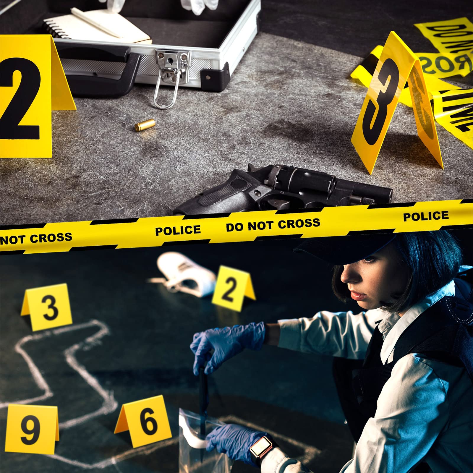 Vicenpal 15 Pcs Evidence Markers Crime Scene Markers Tents Crime Scene Decorations Crime Scene Markers Mystery Decorations for Adults Detective Game Murder Theme Clue Game Party Decoration