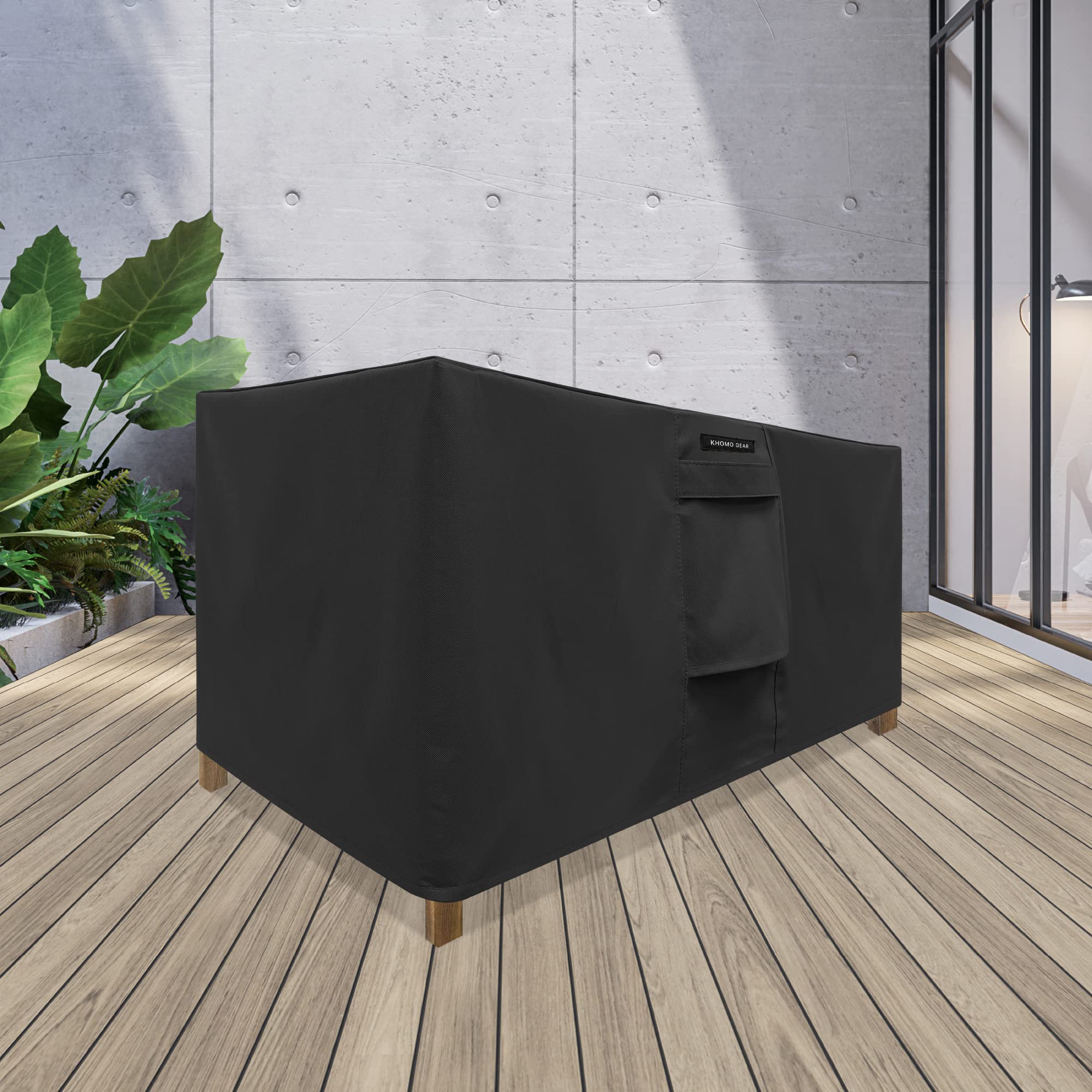 KHOMO GEAR Heavy Duty Outdoor Furniture Cover - Waterproof Square & Rectangular Covers with Air Vents - for Ottoman, Tables, Coffee Side Tables and Others