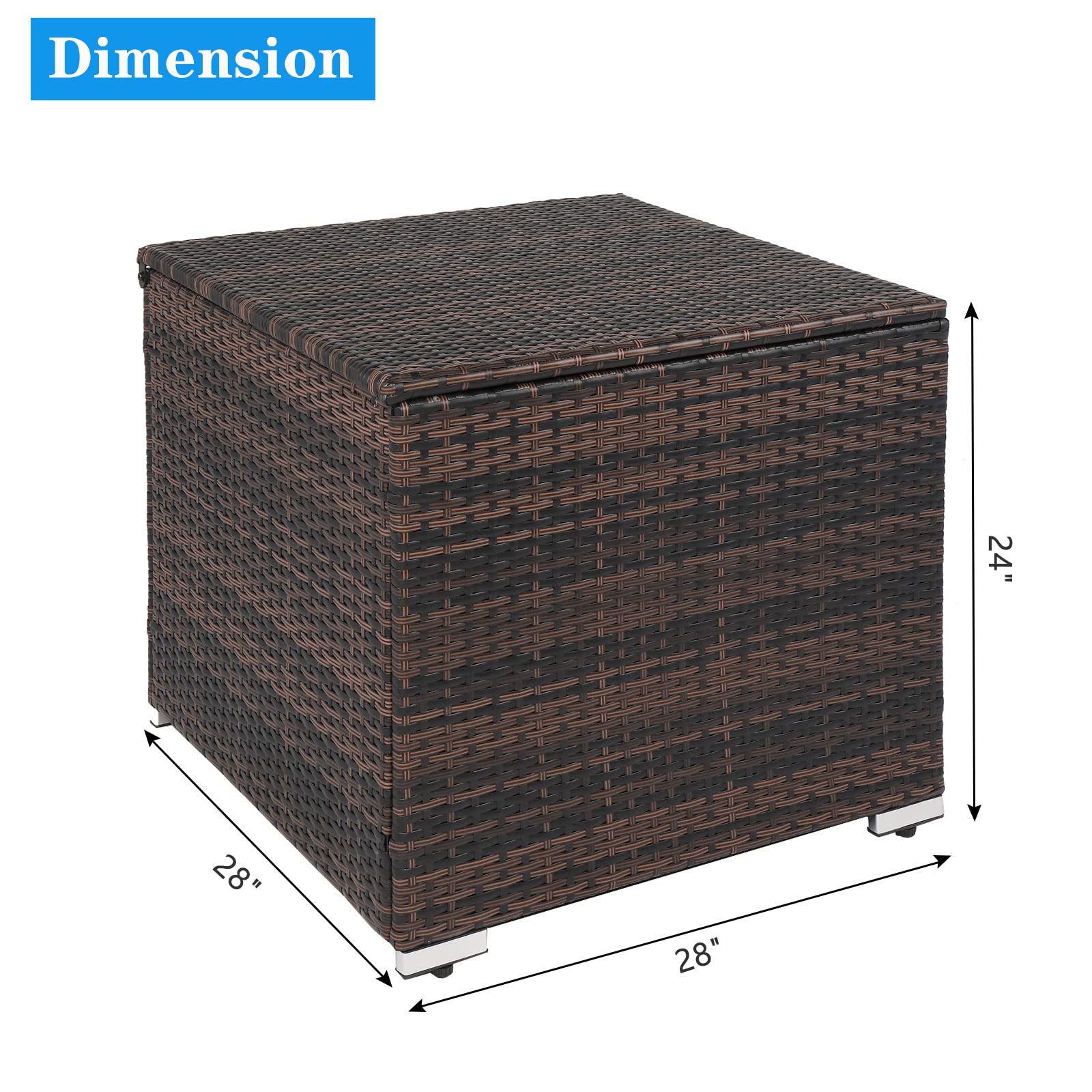 Henf 67 Gallon Outdoor Wicker Storage Box Patio Rattan Square Storage Deck Box, All Weather Patio Furniture Storage Organizer for Storing Tools, Accessories and Toys (Brown)