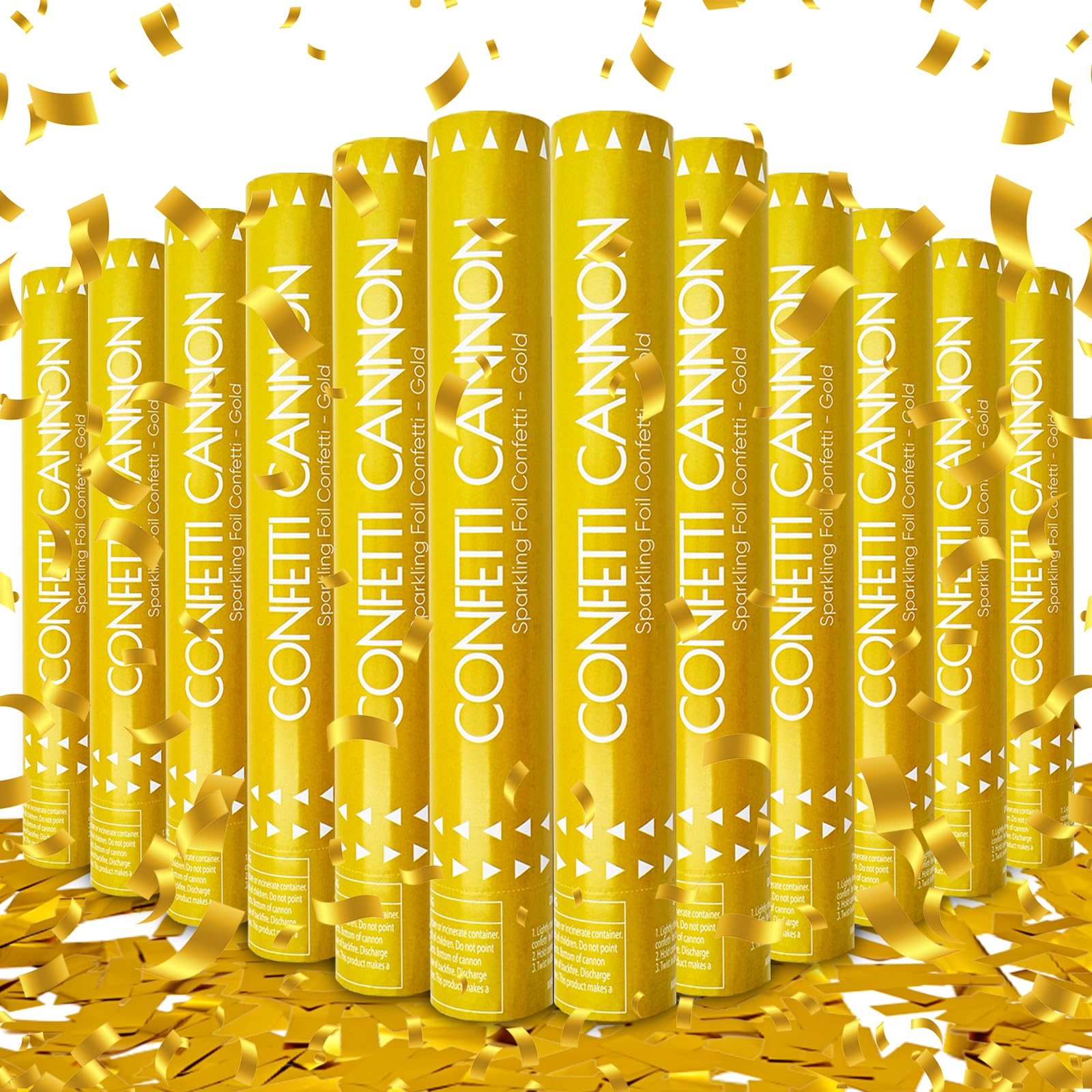 Confetti Cannon 12 Pack Gold Confetti Poppers 12 Inch Streamer Cannon Confetti Golden Party Poppers Confetti Shooters Confetti Popper Cannon Bulk for Wedding,Birthday,Graduation,New Year Celebration