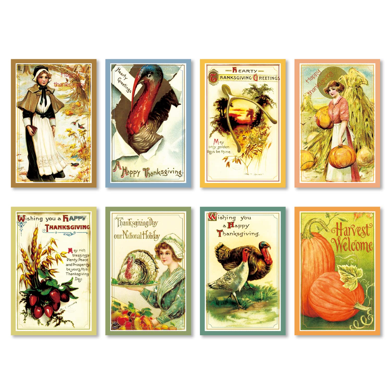 Thanksgiving Vintage Greeting Cards 24PCS Bulk Thanksgiving Cards Thanksgiving Cards for Family Thankful Cards with Envelopes for Fall Autumn Holiday Parties Celebrations Harvest Happy 4 x 6 inches