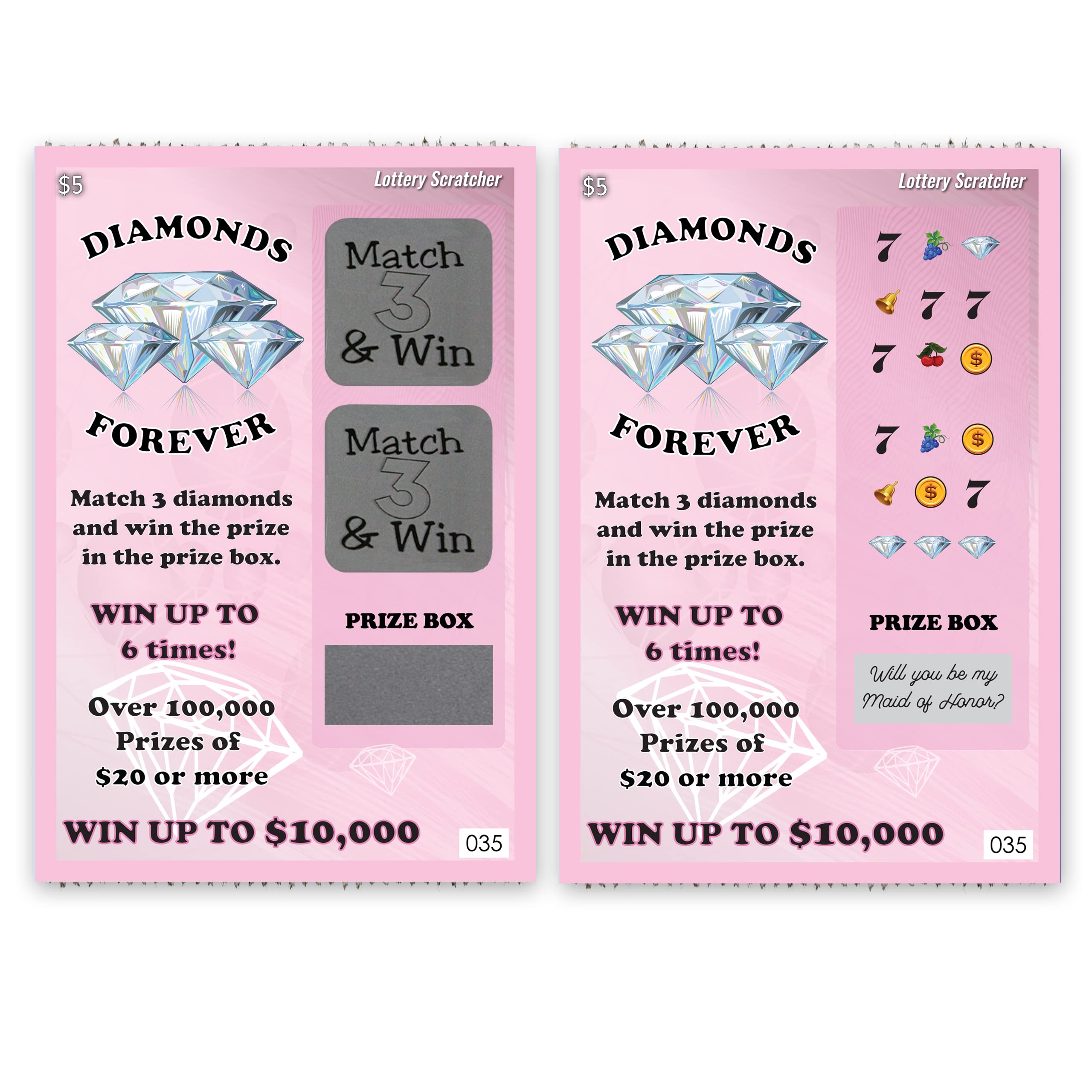 My Scratch Offs 1 Card Will You Be My Maid of Honor? Fake Lottery Lotto Replica Scratch Off Card for Wedding Party and Bridal Shower