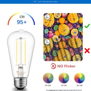 MASTERY MART E26 Led Bulb 60 Watt Equivalent, 5.5W Clear Edison Bulbs, Daylight White 4000k, CRI 90+, 500 Lumen, Vintage ST58 led Light Bulb for Home Non-Dimmable, 6 Pack