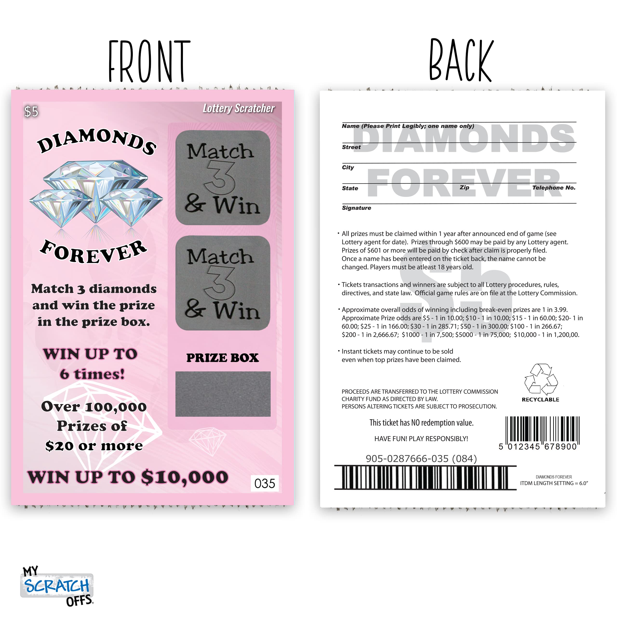 My Scratch Offs 1 Card Will You Be My Maid of Honor? Fake Lottery Lotto Replica Scratch Off Card for Wedding Party and Bridal Shower