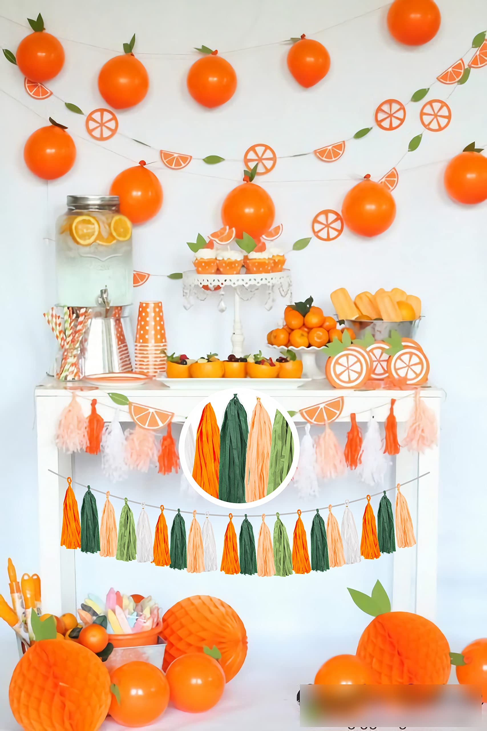 25PCS Little Cutie Baby Shower Decorations Citrus DIY Tissue Tassel Garland Banner Tangerine Clementine Orange Themed Birthday Party Wedding Backdrop Nursery Wall Garden Hanging Décor