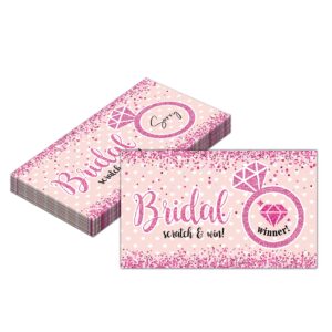 bridal shower scratch off game cards - glitter diamond ring - pink glitter wedding shower ideas - bride shower party activities & supplies - bachelorette/engagement party decorations - 50 pack(10)