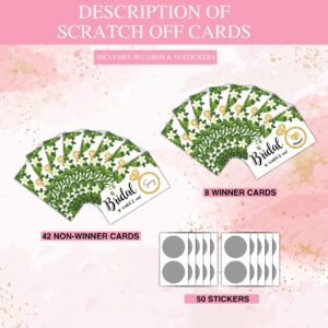 Bridal Shower Scratch Off Game Cards - Glitter Diamond Ring - Tropical Greenery Wedding Shower Ideas - Bride Shower Party Activities & Supplies - Bachelorette Party Decoration - 50 Pack(07)