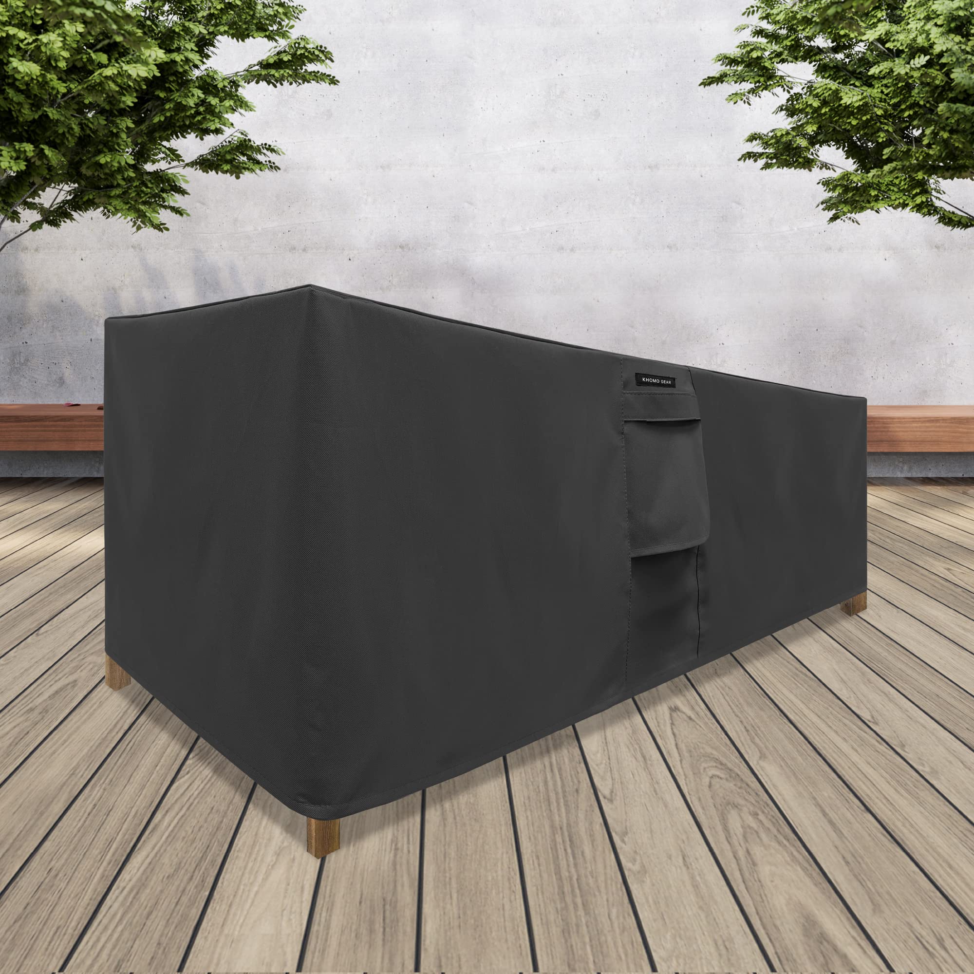 KHOMO GEAR Heavy Duty Outdoor Furniture Cover - Waterproof Square & Rectangular Covers with Air Vents - for Ottoman, Tables, Coffee Side Tables and Others